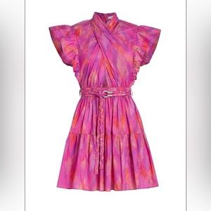 NWT Derek Lam 10 Crosby Fuchsia Multi Wrap Dress Size 2